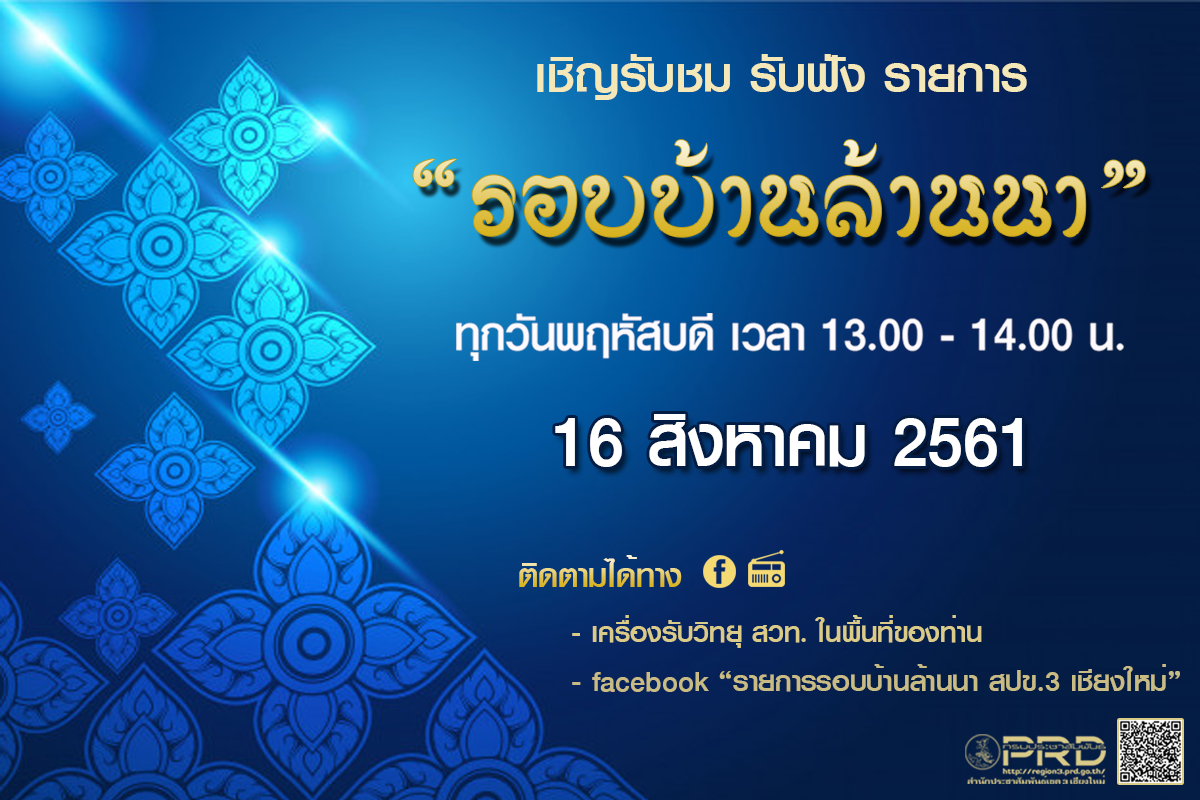 เชิญรับชม รับฟัง รายการ "รอบบ้านล้านนา" (ตัวอย่างข้อมูล)